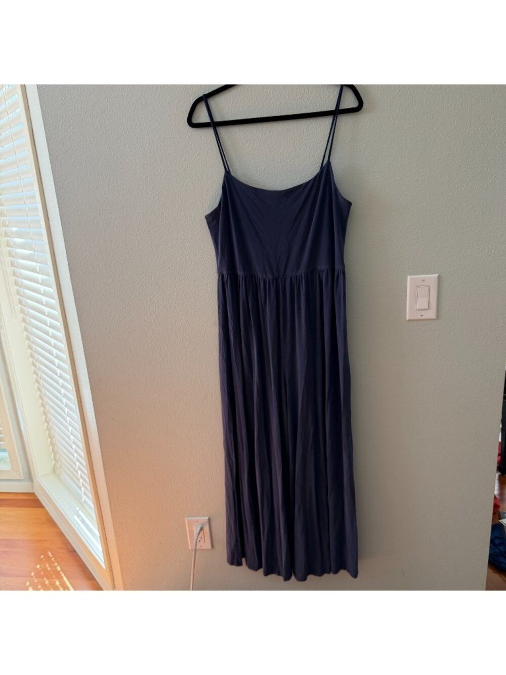 Wilfred Aritzia Blue Knit Stretch Jumpsuit Wide Leg Romper Womens XL